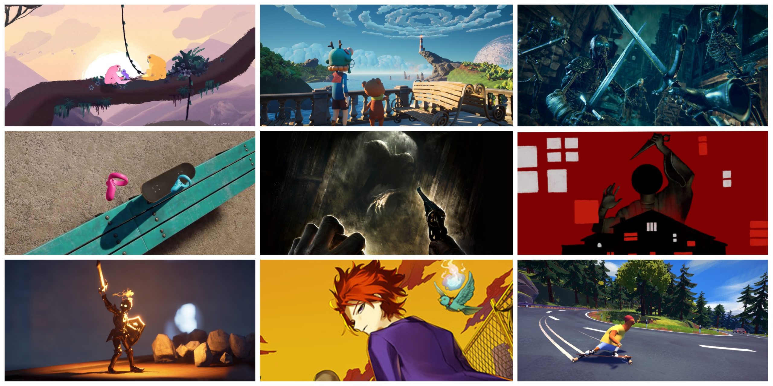 9 Panel Image showing off different Indie Games on the list.