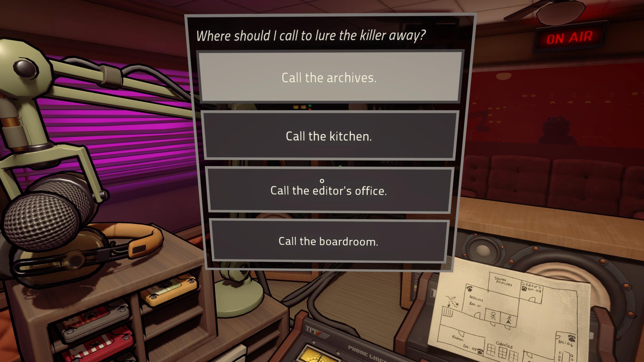 Killer Frequency making a dialogue choice